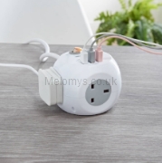 Picture of 3 Way Cube Socket Power With 3 Usb Plug Socket Electric Cube Extension Lead 