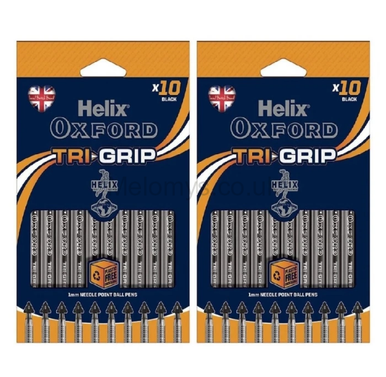 Picture of Helix Oxford Tri-Grip Black 20 Pens - Pack Of 2