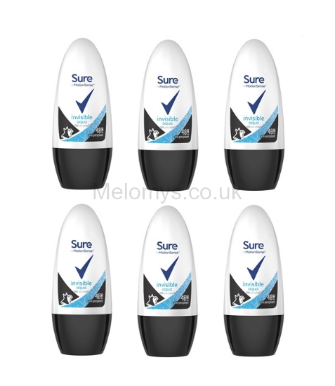 Picture of Sure Invisible Aqua Roll on Deodorant 50ml - Pack of 6