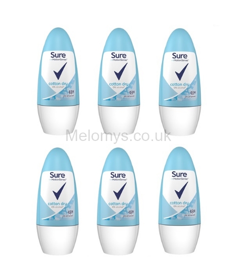 Picture of Sure Cotton Dry Roll on Deodorant 50ml - Pack of 6