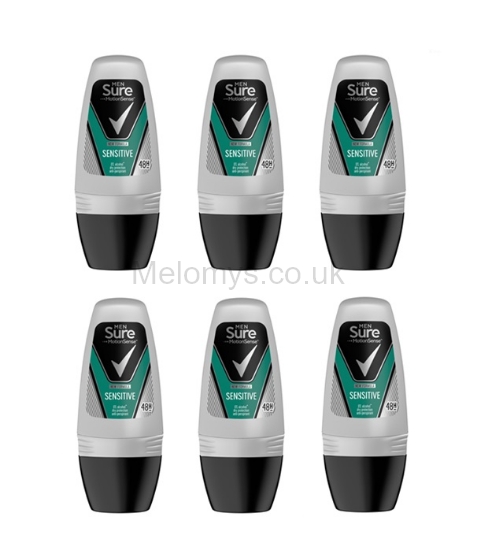 Picture of Sure Men Sensitive Roll On Deodorant 50ml - Pack of 6