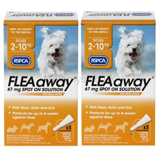 Picture of RSPCA FLEAaway Small Dog Flea Treatment 3 x 67mg - Pack Of 2