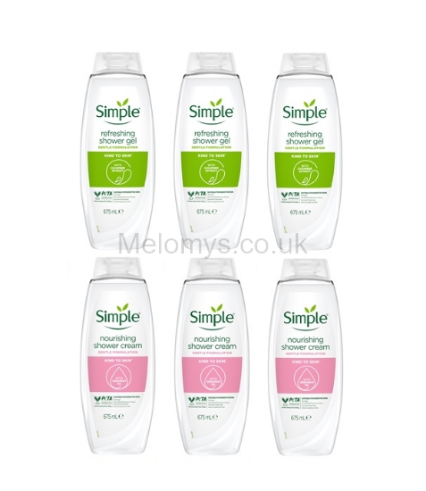 Picture of Simple Shower Gel And Shower Cream 675ml - Pack of 6