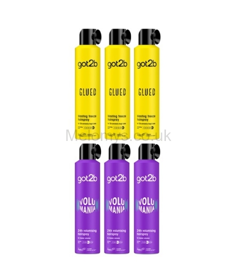 Picture of Schwarzkopf got2b Glued Blasting Freeze & Volumania Sprays 300ml - Pack of 6