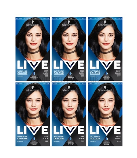 Picture of Schwarzkopf Live Deep Black 99 Permanent Hair Dye - Pack of 6