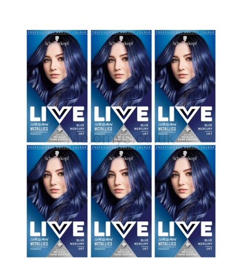 Picture of Schwarzkopf Live Blue Mercury U67 Urban Metallics Permanent Hair Dye - Pack of 6