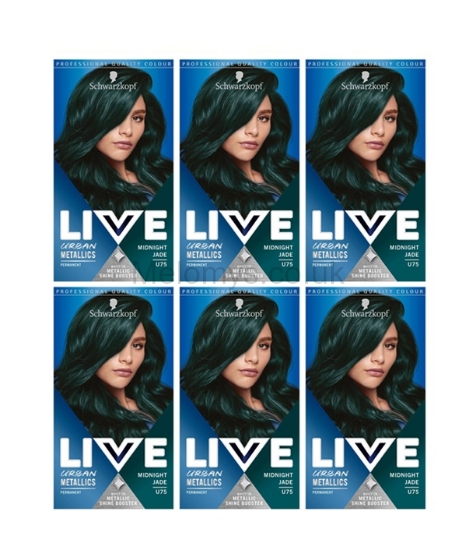 Picture of Schwarzkopf Live U75 Midnight Jade Green Permanent Hair Dye - Pack of 6