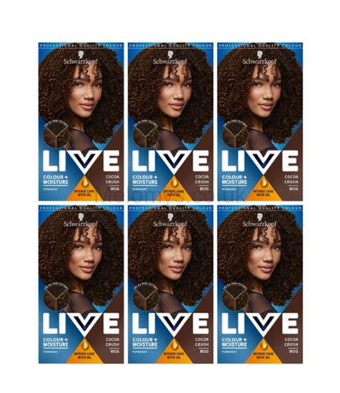 Picture of Schwarzkopf Live Colour + Moisture M06 Cocoa Crush Brown Permanent Hair Dye - Pack of 6