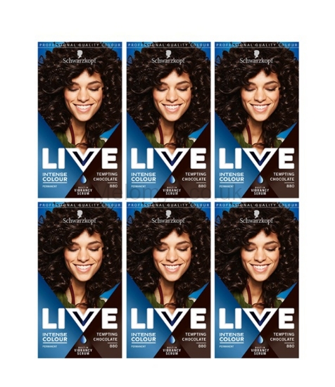 Picture of Schwarzkopf Live Intense Color 880 Tempting Chocolate Hair Dye - Pack of 6