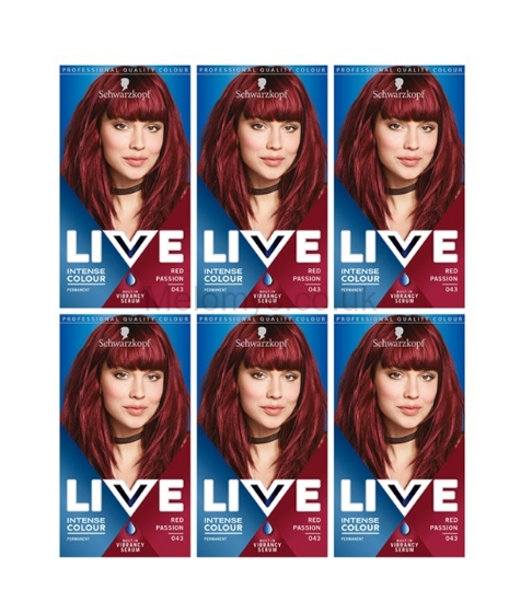 Picture of Schwarzkopf Live Red Passion 43 Permanent Hair Dye - Pack of 6