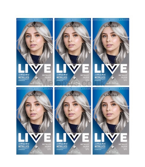 Picture of Schwarzkopf Live Metallic Silver U71 Urban Metallics Permanent Hair Dye - Pack of 6