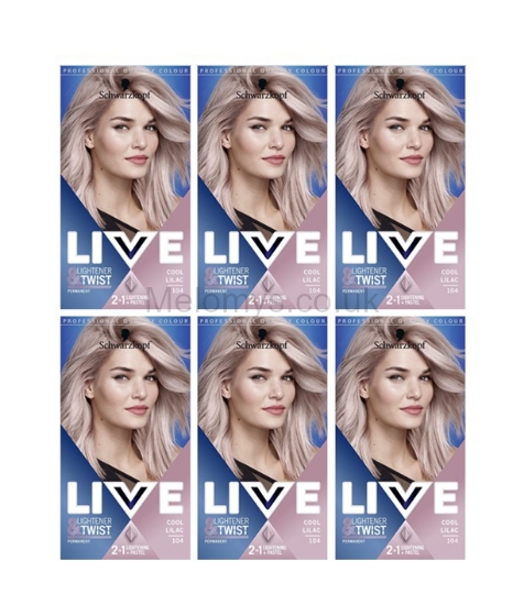 Picture of Schwarzkopf LIVE Lightener + Twist 104 Cool Lilac - Pack of 6