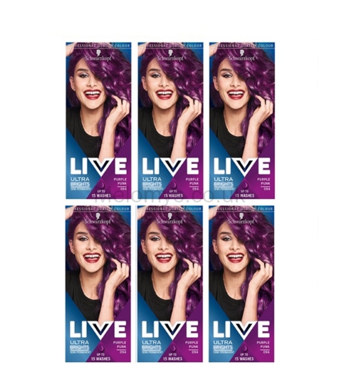 Picture of Schwarzkopf Live Purple Punk 94 Ultra Brights Semi-Perm Hair Dye - Pack of 6