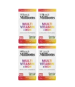 Picture of Millions & Millions Multivitamin & Iron Tablets 90pk - Pack of 4