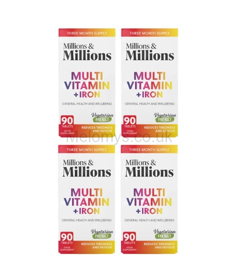 Picture of Millions & Millions Multivitamin & Iron Tablets 90pk - Pack of 4