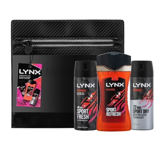 Picture of Lynx Travel Pouch Washbag Gift Set Recharge