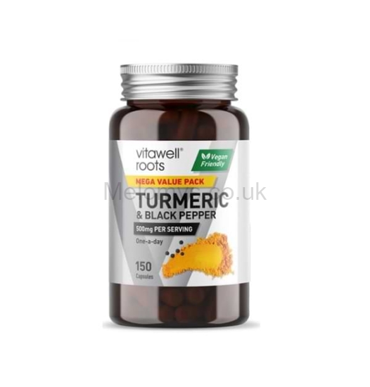 Picture of Vitawell Roots Turmeric & Black Pepper Capsules 150s