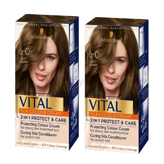 Picture of Schwarzkopf Vital Silk Colour Cream Light Brown x2 6-0 
